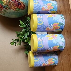 Set Of 4 Davids Tea Floral Fern Reuseable Tea Tins
